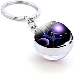 Creative Galaxy Zodiac Double-Sided Glass Orb Keychain